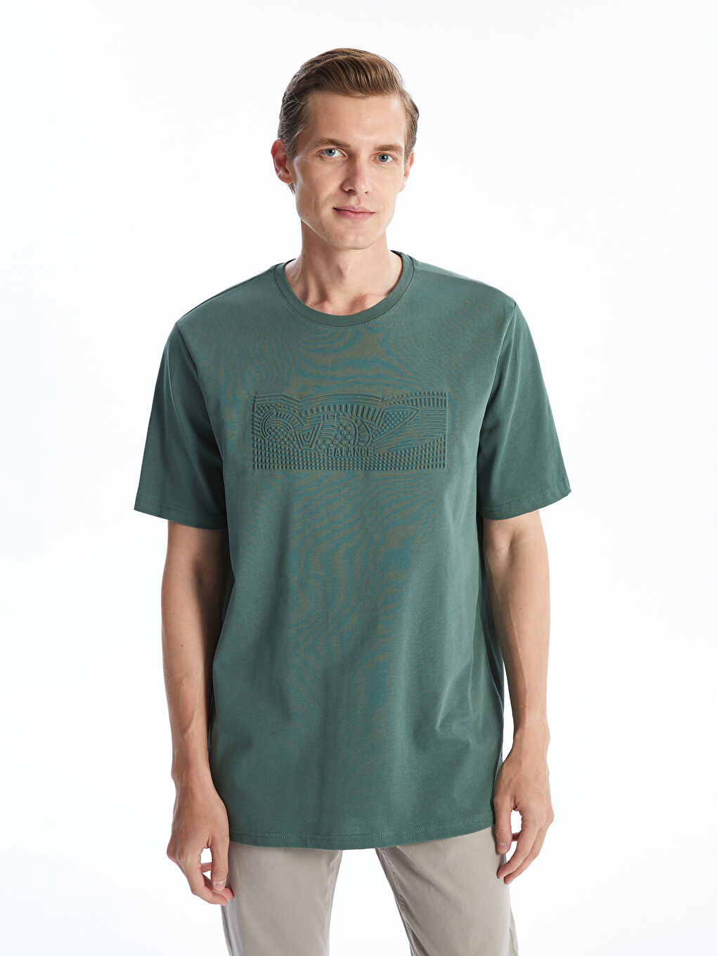 Crew Neck Short Sleeve Printed Combed Cotton Men s T shirt W44112Z8 HBA W44112Z8 HBA LC Waikiki