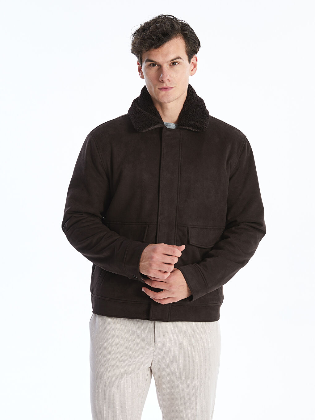 SOUTHBLUE Standard Fit Collared Neck Suede Men's Coat