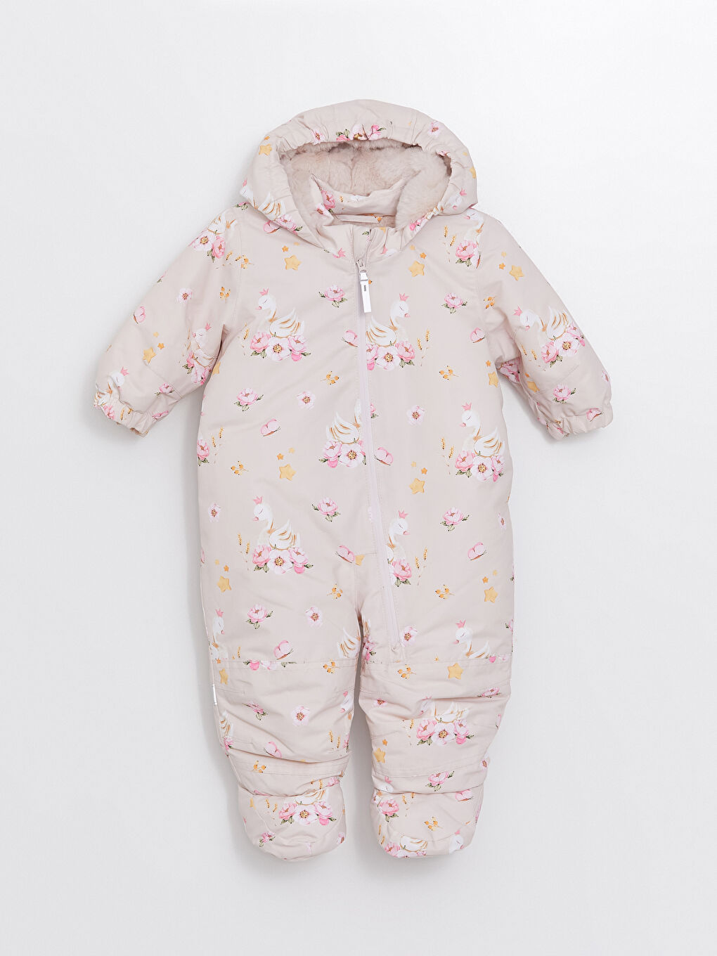 Hooded Long Sleeve Printed Baby Girl Snowsuit W44392Z1 LQX W44392Z1 LQX LC Waikiki
