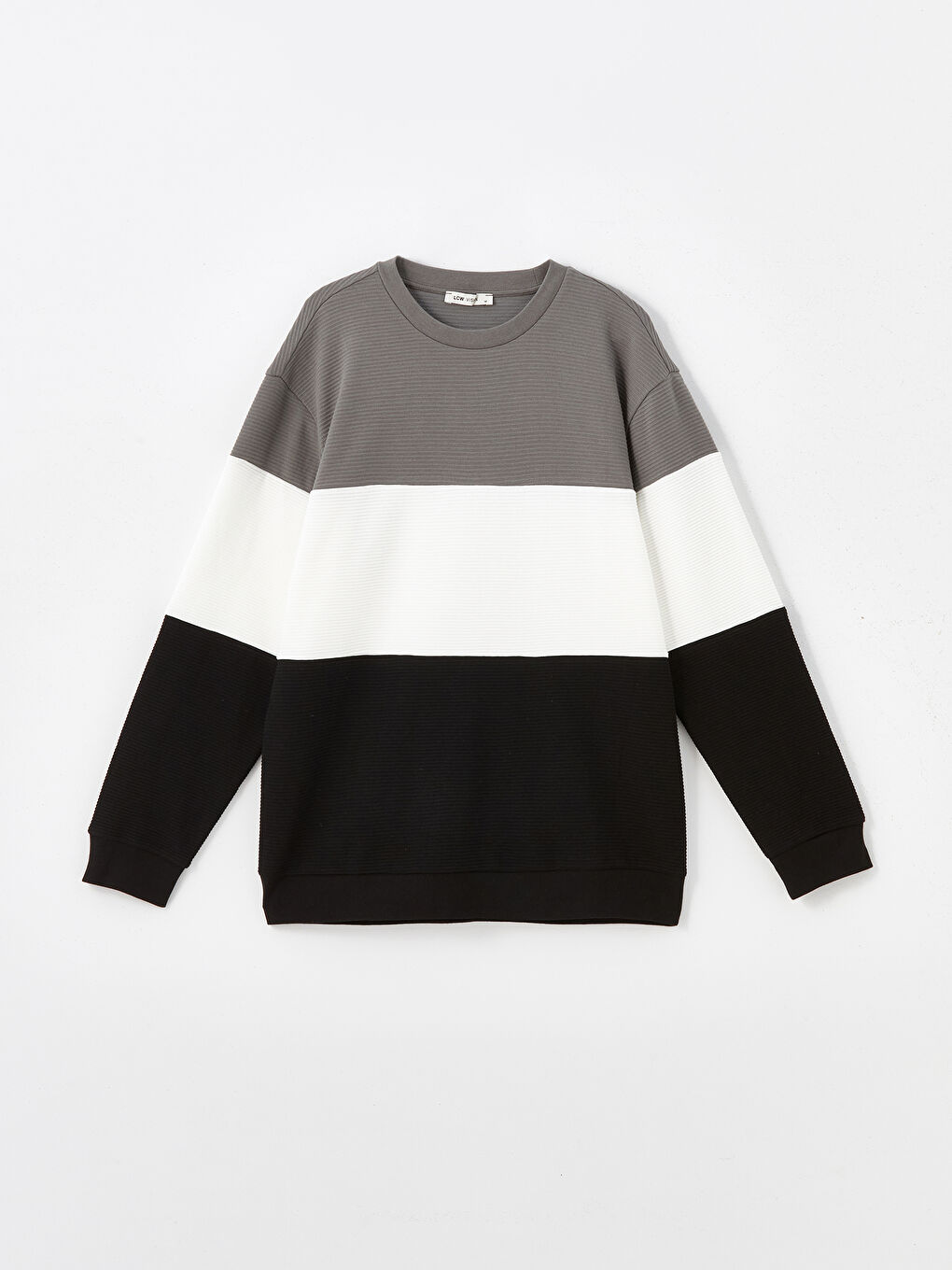 Crew Neck Long Sleeve Men's Sweatshirt with Color Block -W44397Z8-VE6 -  W44397Z8-VE6 - LC Waikiki