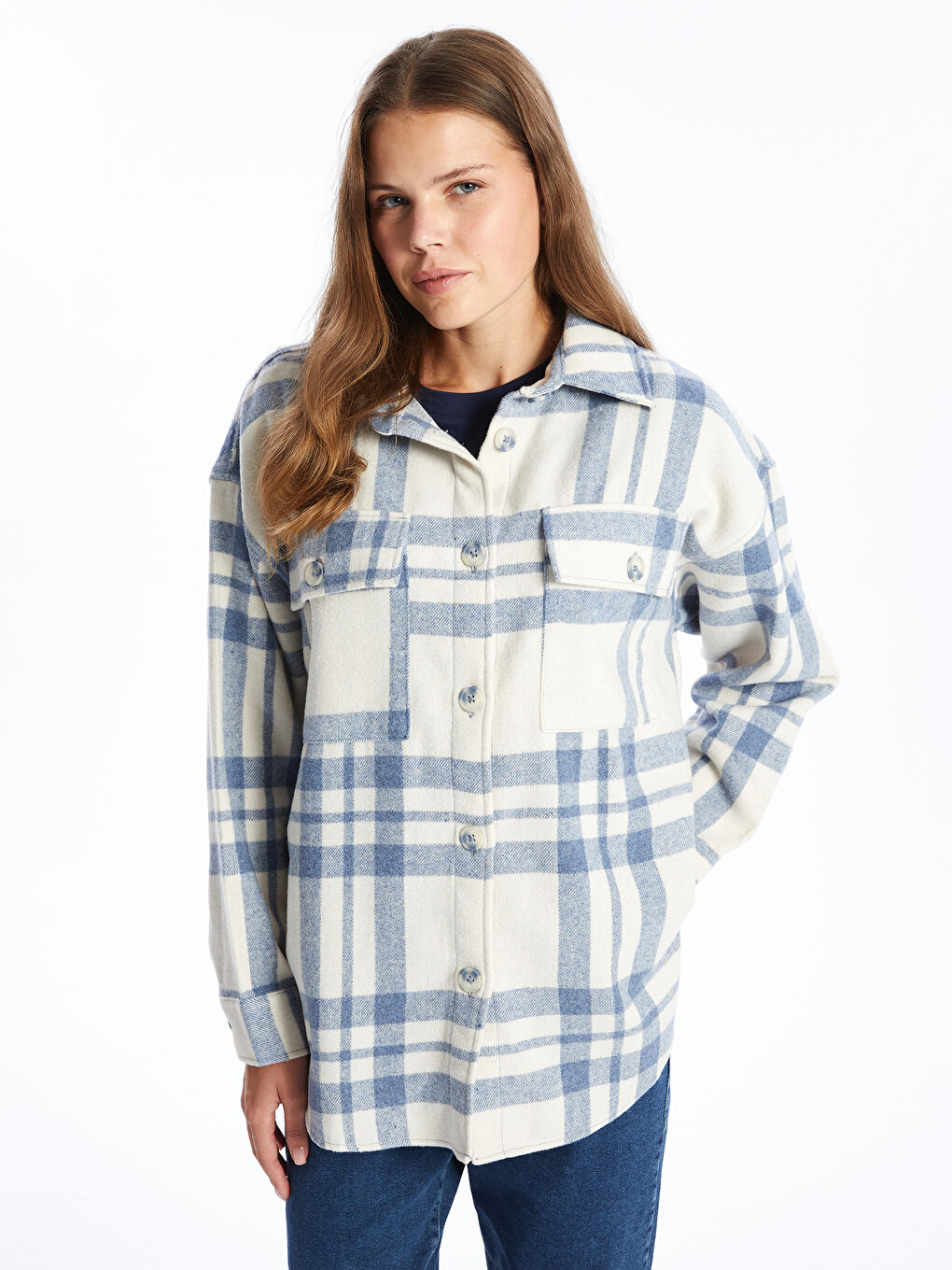 Plaid oversized jacket sales