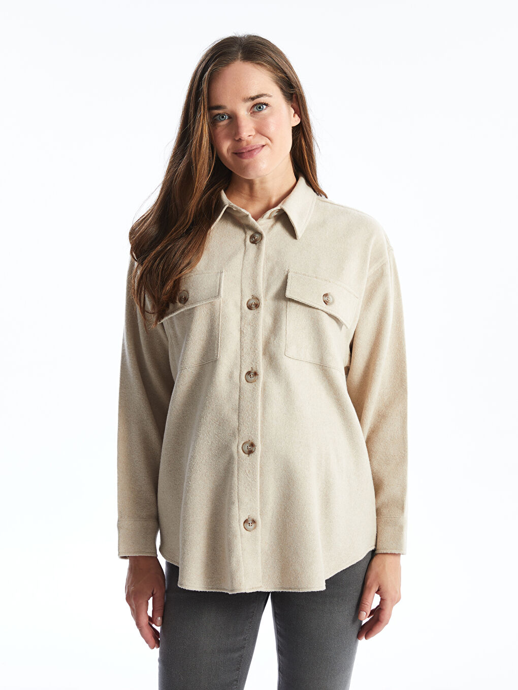BEIGE Shirt Jacket W44996Z8 S9T W44996Z8 S9T LC Waikiki