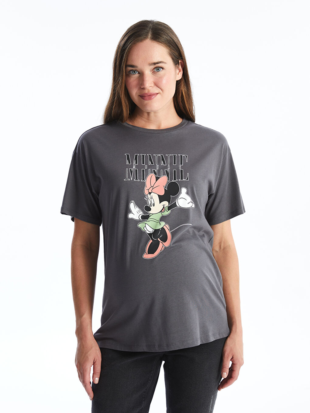 Crew Neck Minnie Mouse Printed Maternity T Shirt W45395Z8 HLC W45395Z8 HLC LC Waikiki