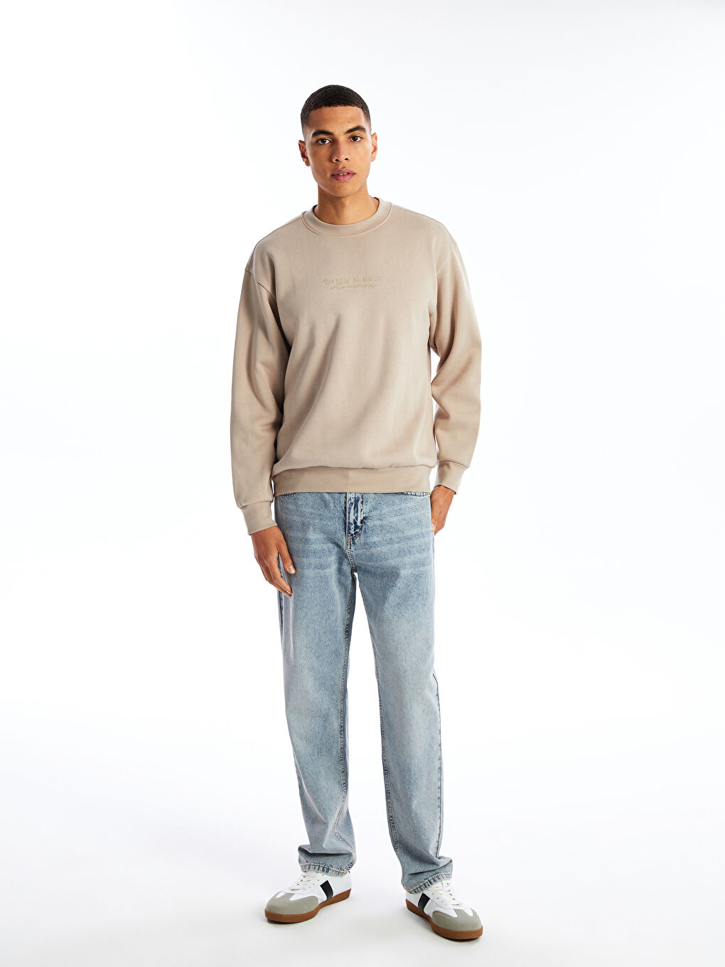 Crew Neck Printed Men's Thick Sweatshirt -W46233Z8-YG9
