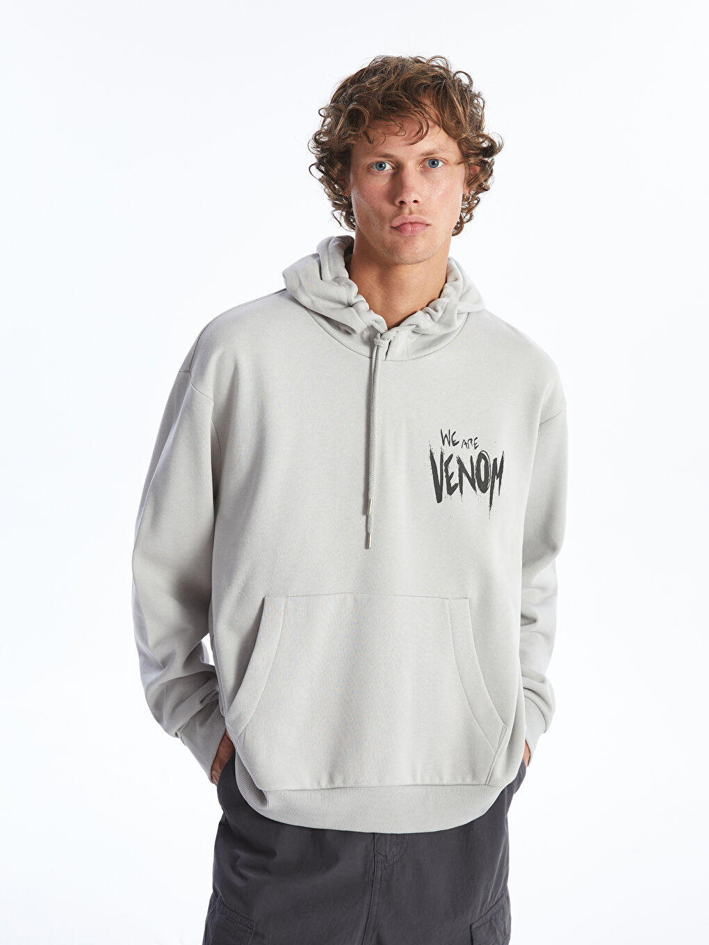Long Sleeve Venom Printed Men s Thick Hoodie W46595Z8 YGE W46595Z8 YGE LC Waikiki