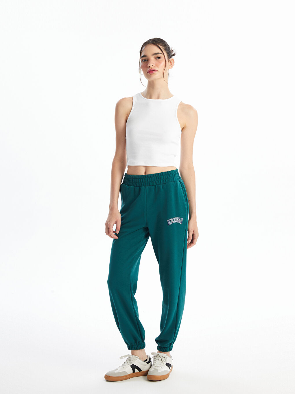 パンツ ASPESI Woman Pants Teal 0113V548 85036 XSIDE Elasticated Waist Printed Women's Jogger Sweatpants