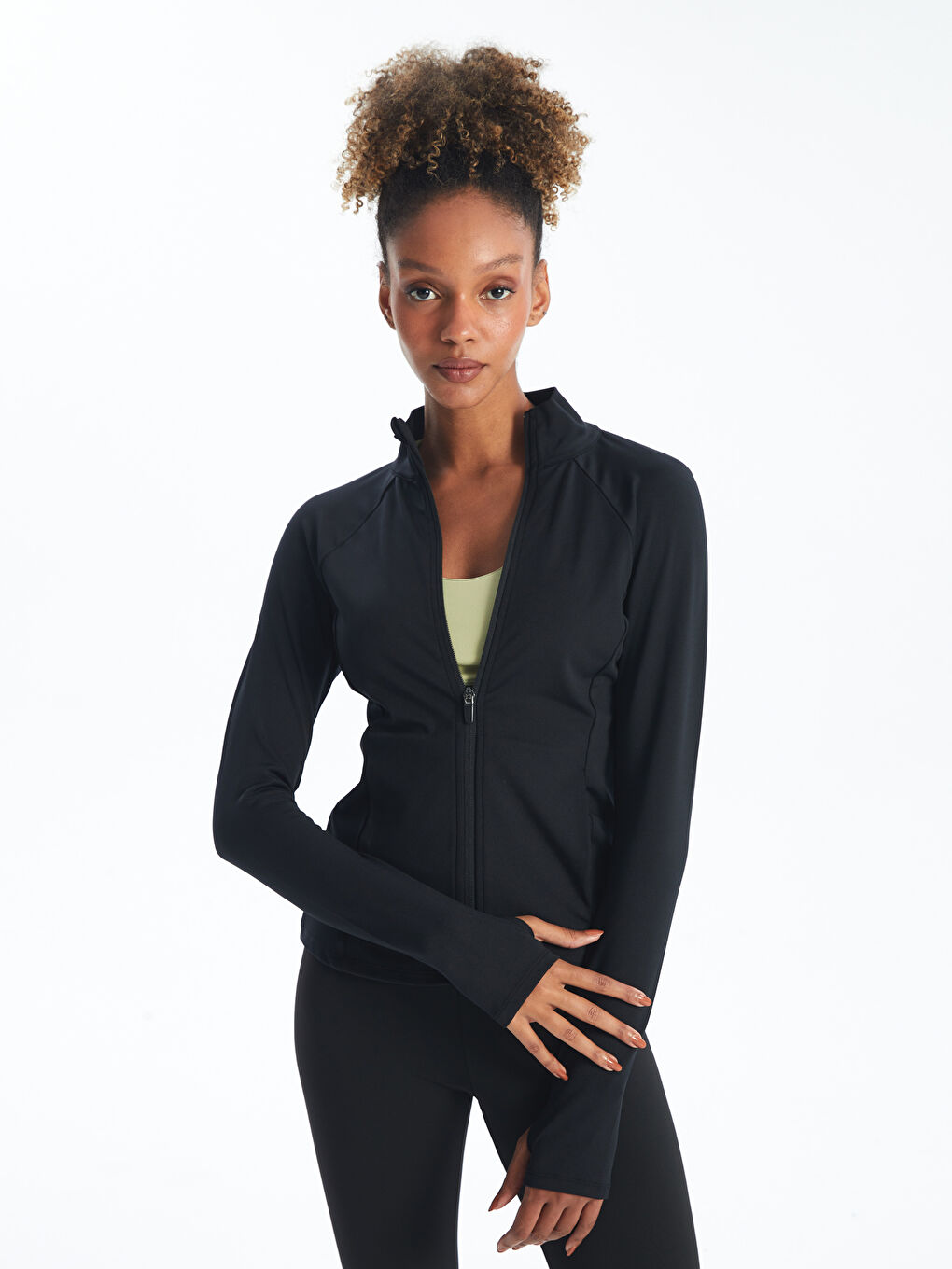 High Collar Women s Zipper Sweatshirt W46796Z8 CVL W46796Z8 CVL LC Waikiki