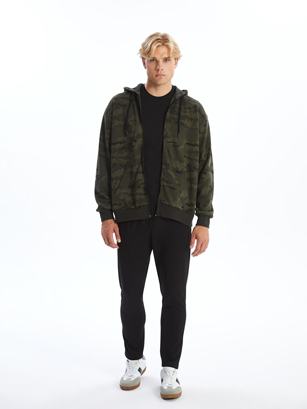 Hooded Long Sleeve Men's Thick Zip-Up Sweatshirt -W46946Z8
