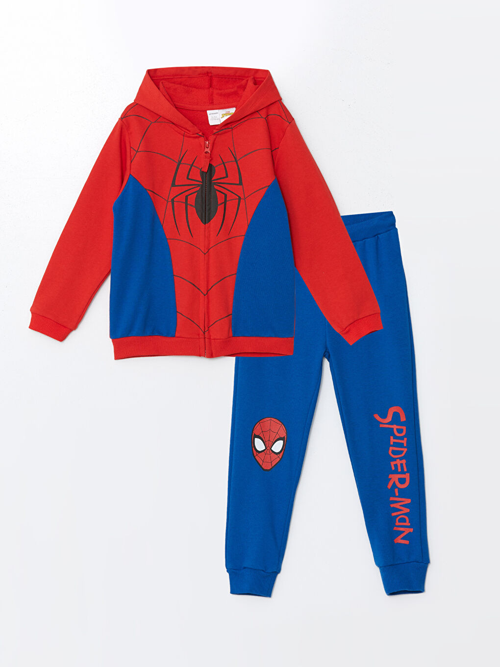 Hooded Spiderman Printed Boy Cardigan and Tracksuit Bottom 2 Piece Set W47308Z1 HBH W47308Z1 HBH LC Waikiki