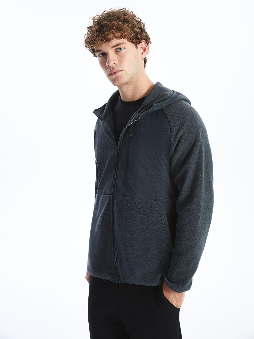 XSIDE Hooded Long Sleeve Men's Zip-Up Sweatshirt -W47391Z8
