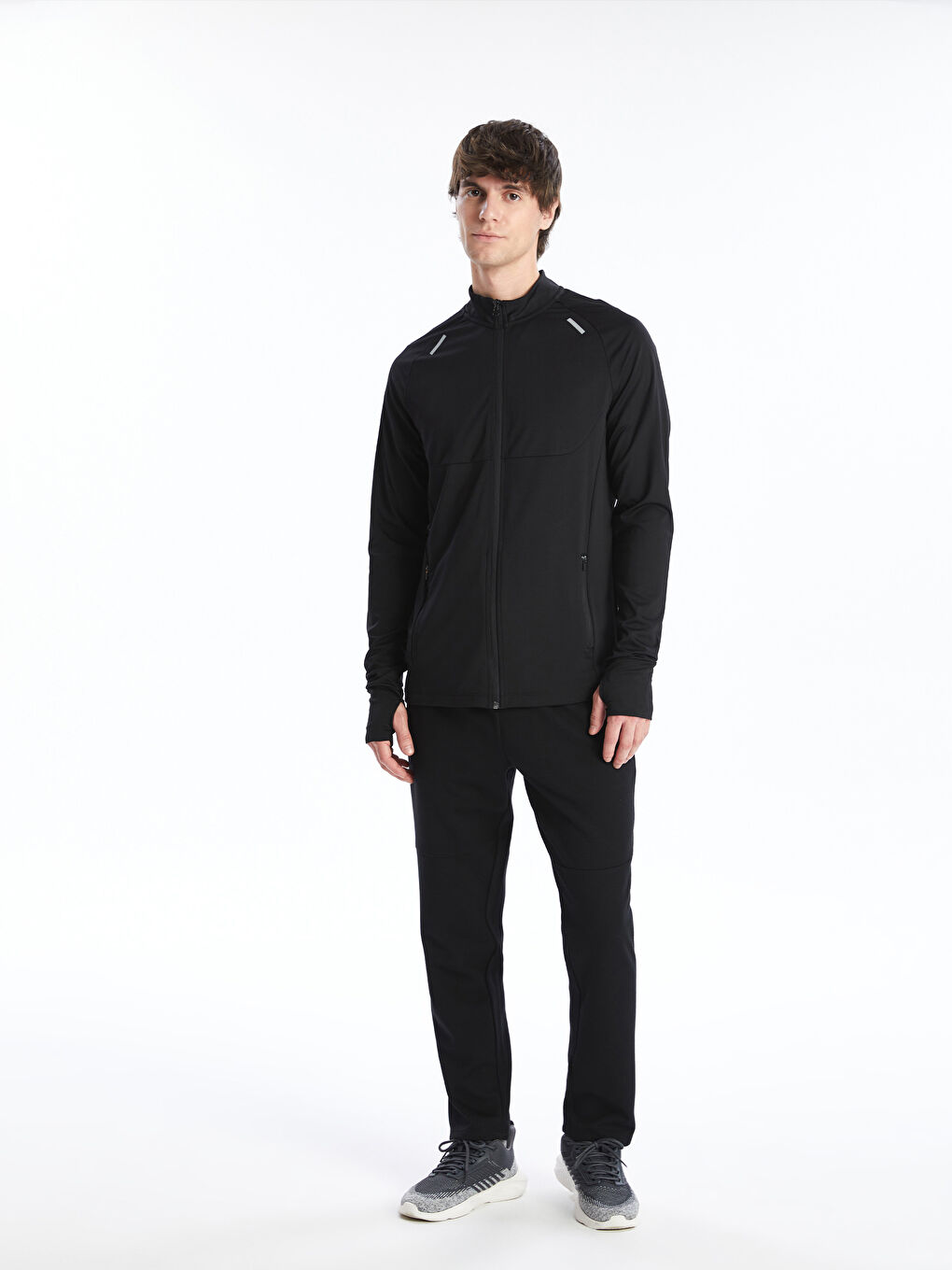 Stand Up Collar Long Sleeve Men's Zippered Sweatshirt