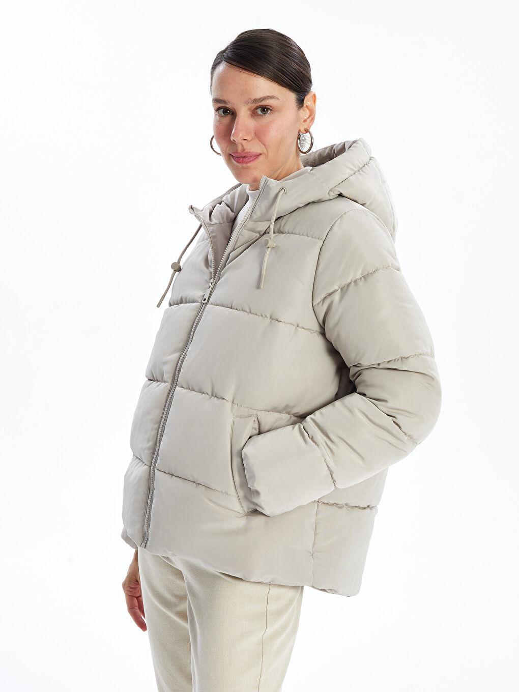 Hooded Women's Down Jacket -W47777Z8-FMC - W47777Z8-FMC - LC Waikiki