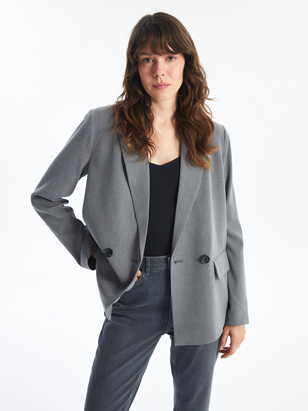 Regular Long Sleeve Women s Blazer Jacket W47802Z8 F8Y W47802Z8 F8Y LC Waikiki