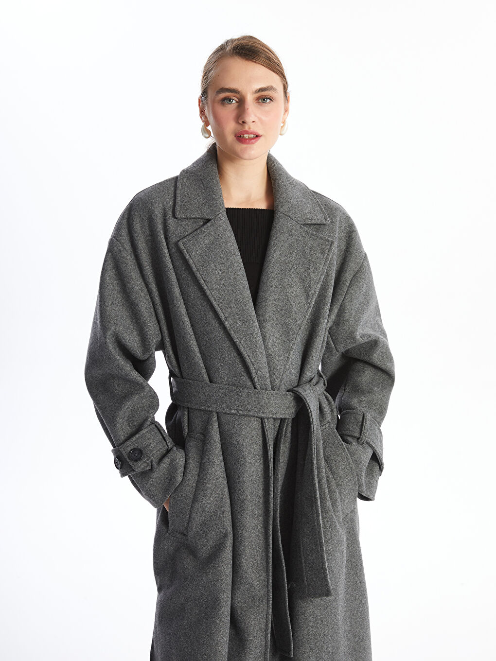 Jacket Collar Oversize Women's Wool Coat -W47914Z8-D7H