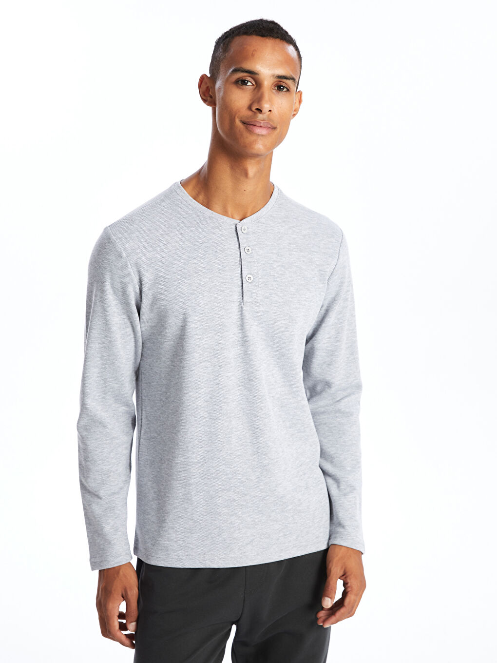 Crew Neck Long Sleeve Men s Pajama Top W48419Z8 LAL W48419Z8 LAL LC Waikiki