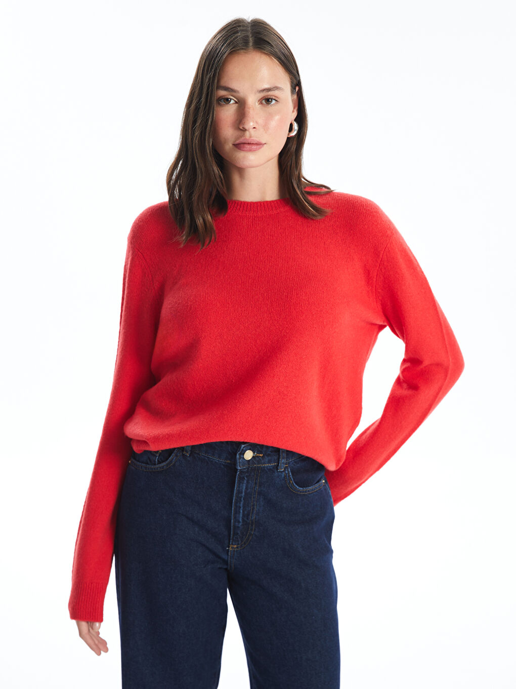 XSIDE Crew Neck Plain Long Sleeve Women's Knitwear Sweater