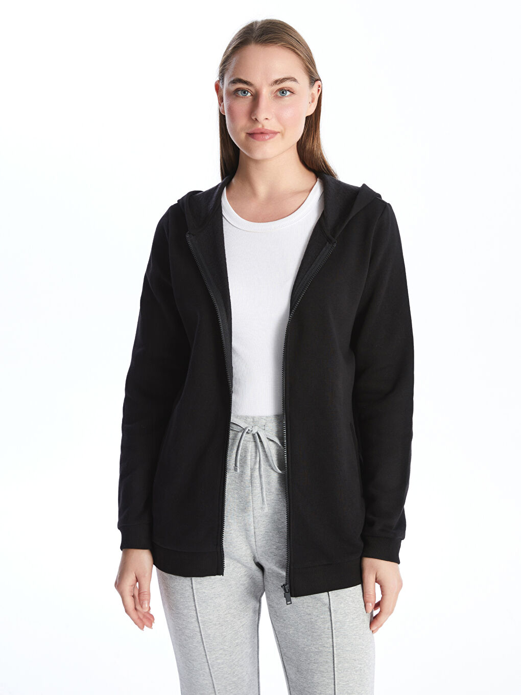 BLACK Zipper Sweatshirt W49303Z8 CVL W49303Z8 CVL LC Waikiki