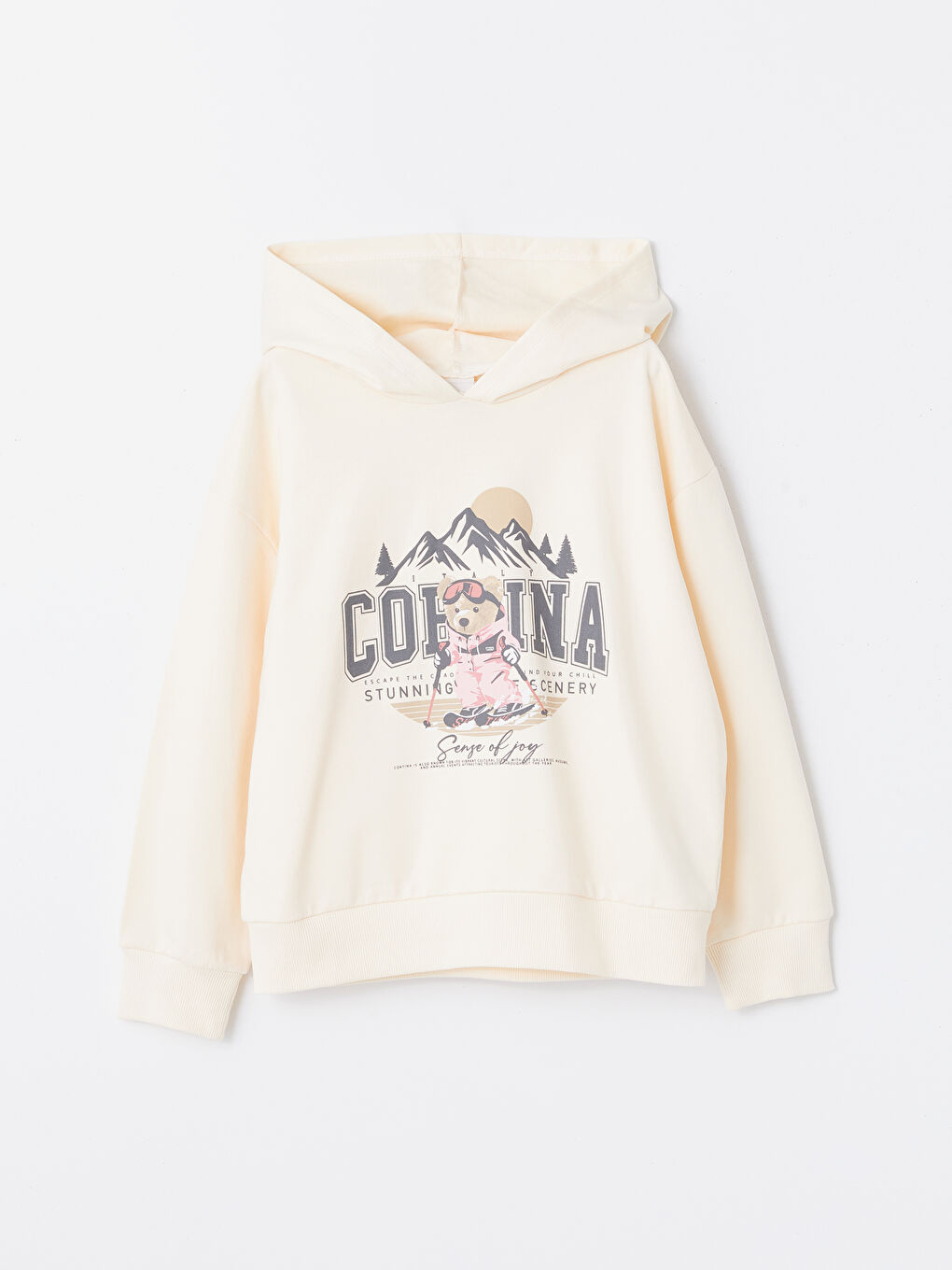 Hooded Printed Long Sleeve Girl Sweatshirt W49523Z4 YDK W49523Z4 YDK LC Waikiki