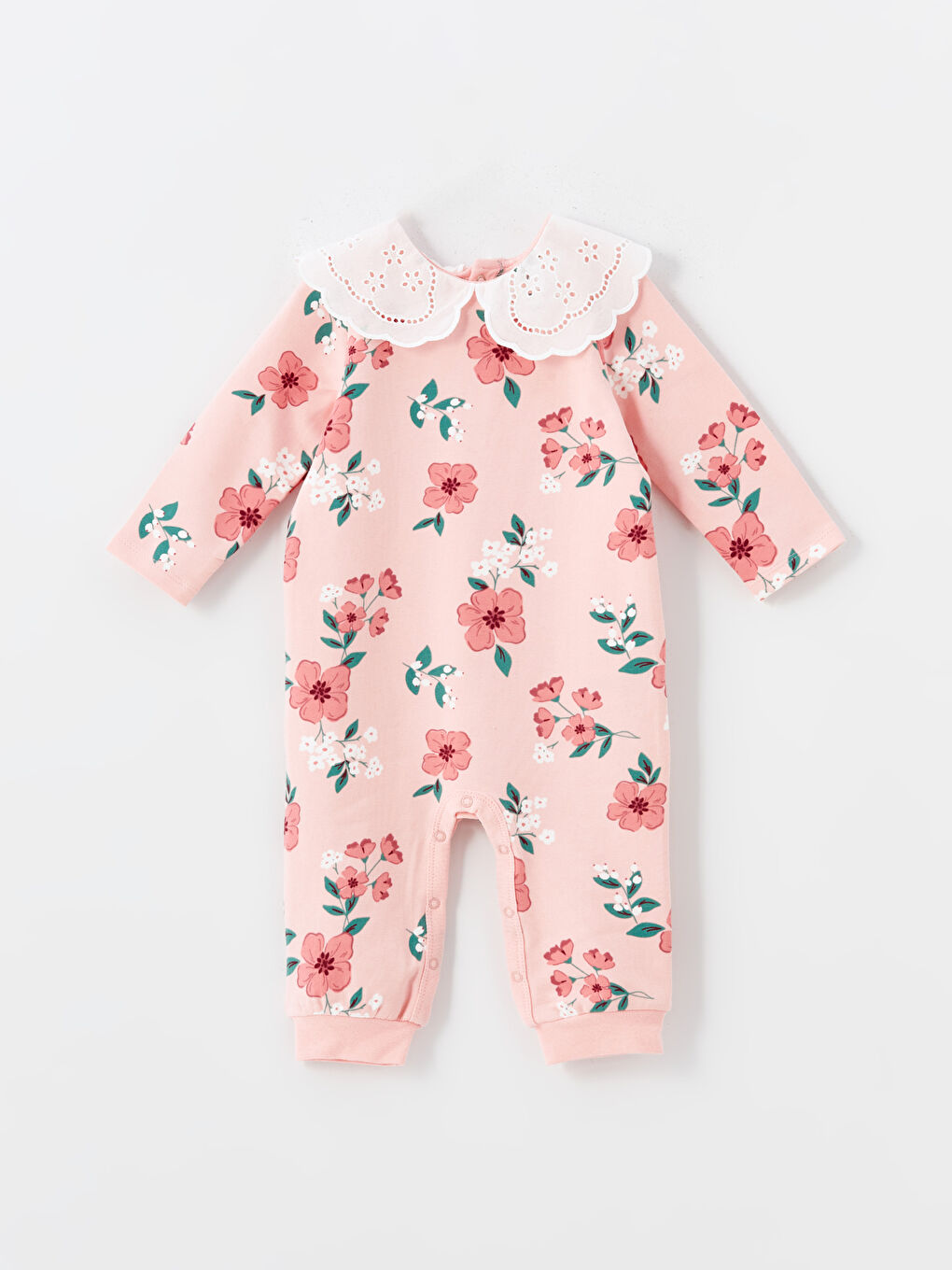 Bebe Collar Long Sleeve Floral Baby Girl Jumpsuit W49620Z1 LT4 W49620Z1 LT4 LC Waikiki