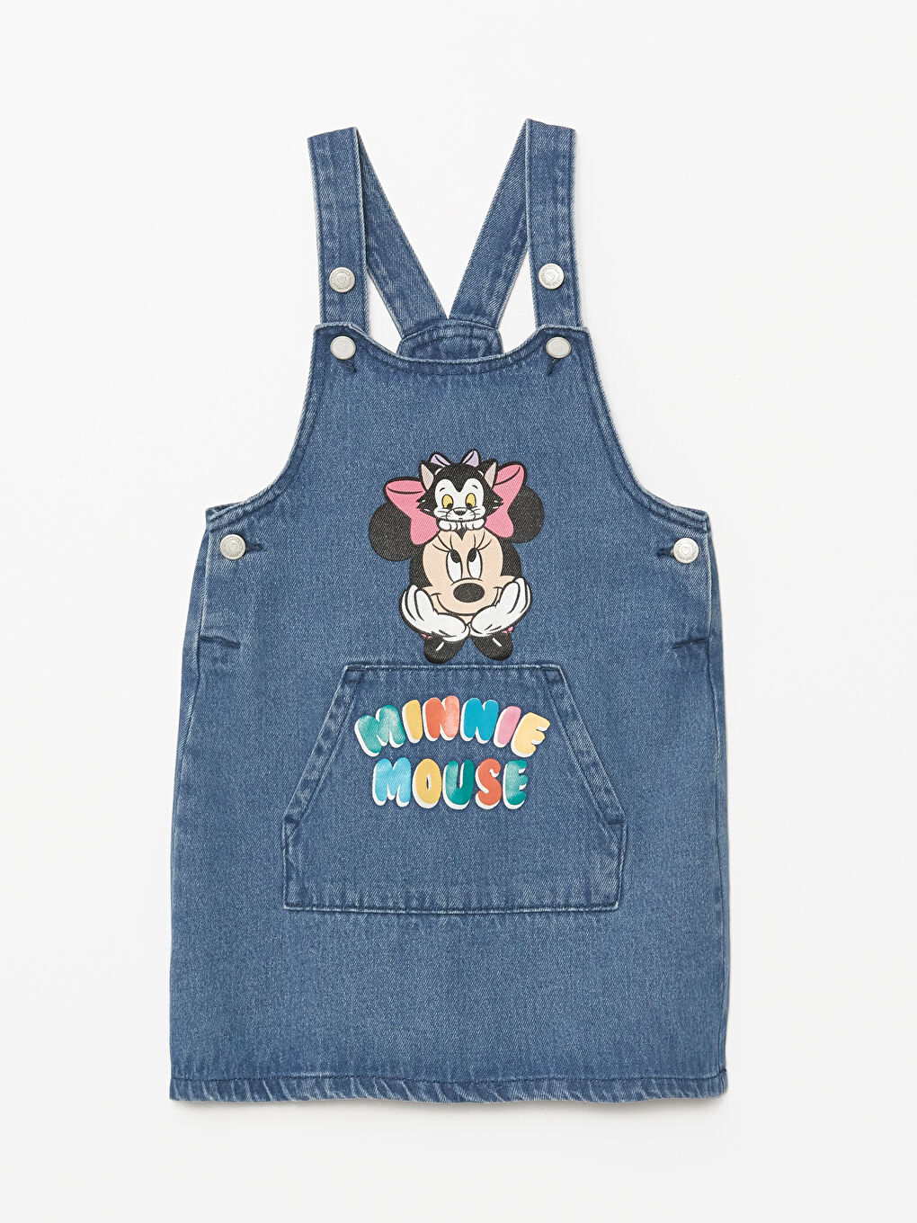 Square Neck Minnie Mouse Printed Girls Jean Dress W4AN39Z1 507 W4AN39Z1 507 LC Waikiki
