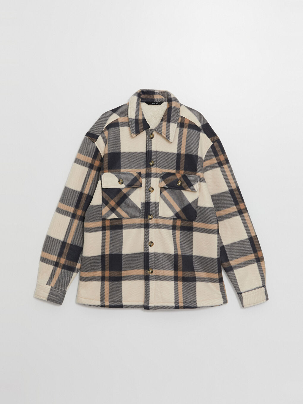 Relaxed Fit Long Sleeve Plaid Men's Shirt Jacket -W4AR06Z8
