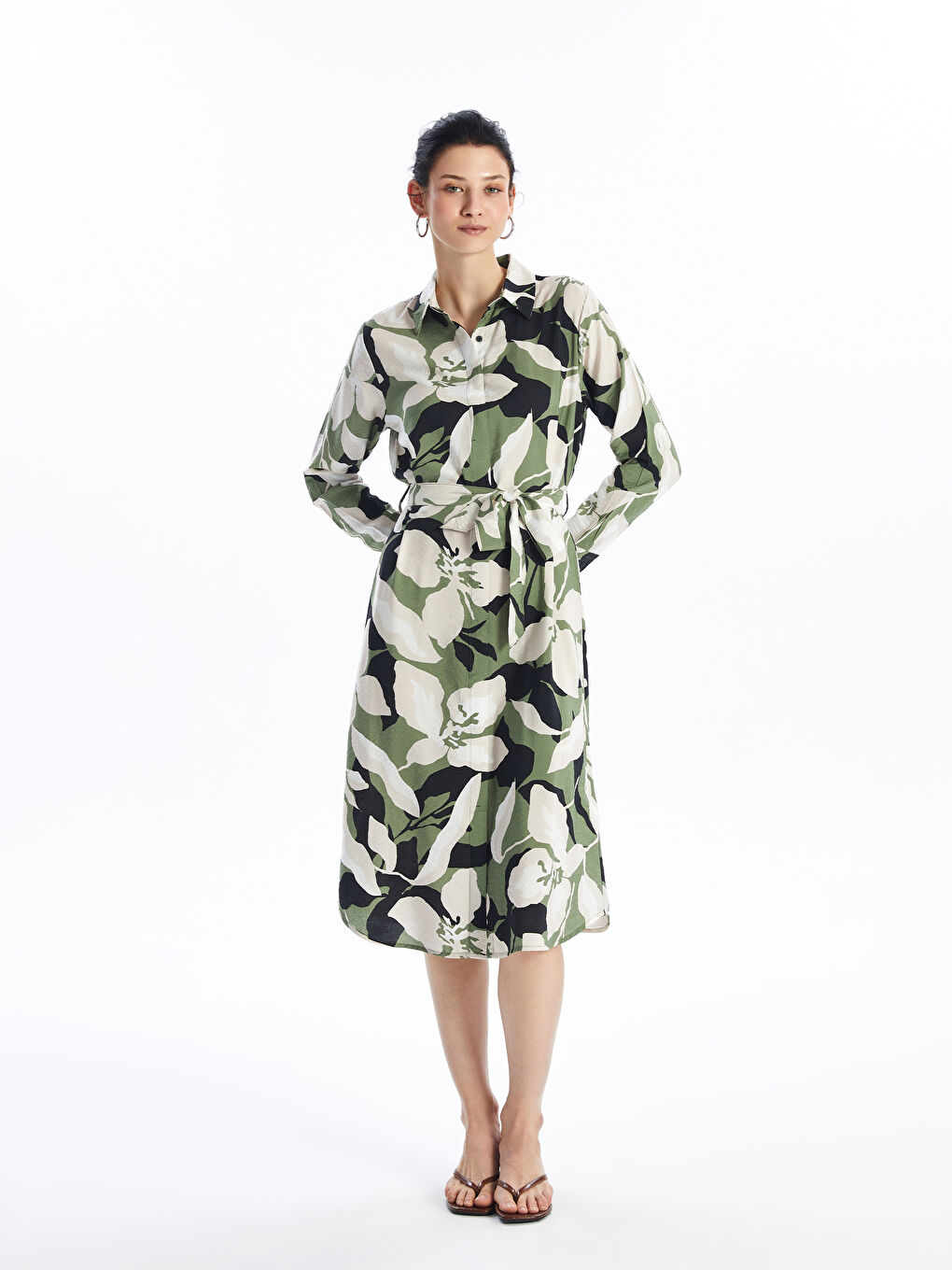 Patterned shirt dress top