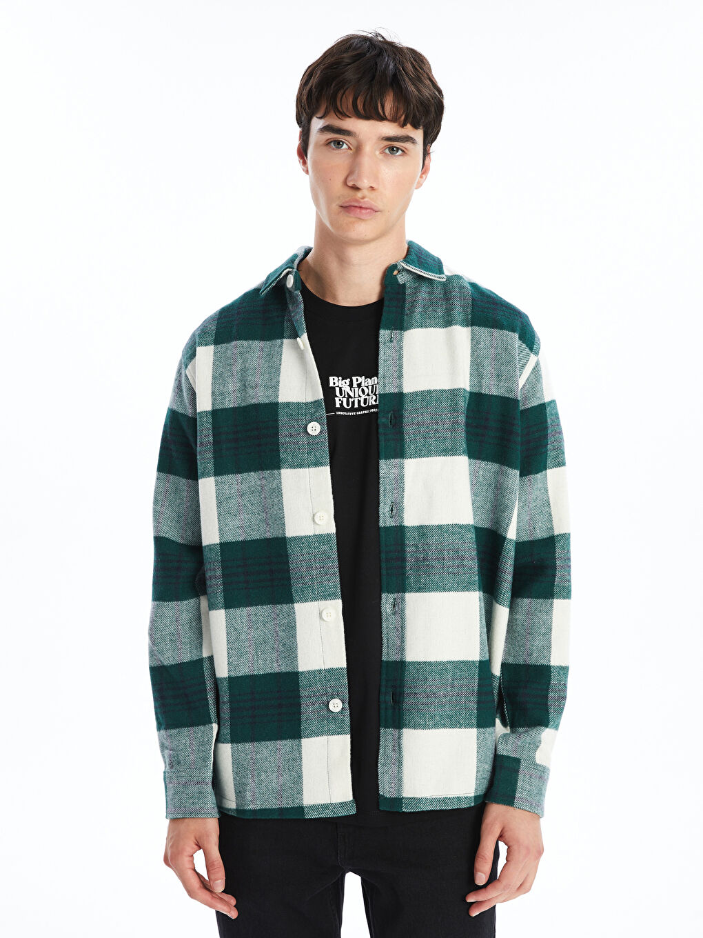Regular Fit Long Sleeve Plaid Men s Lumberjack Shirt Jacket W4AR27Z8 LME W4AR27Z8 LME LC Waikiki