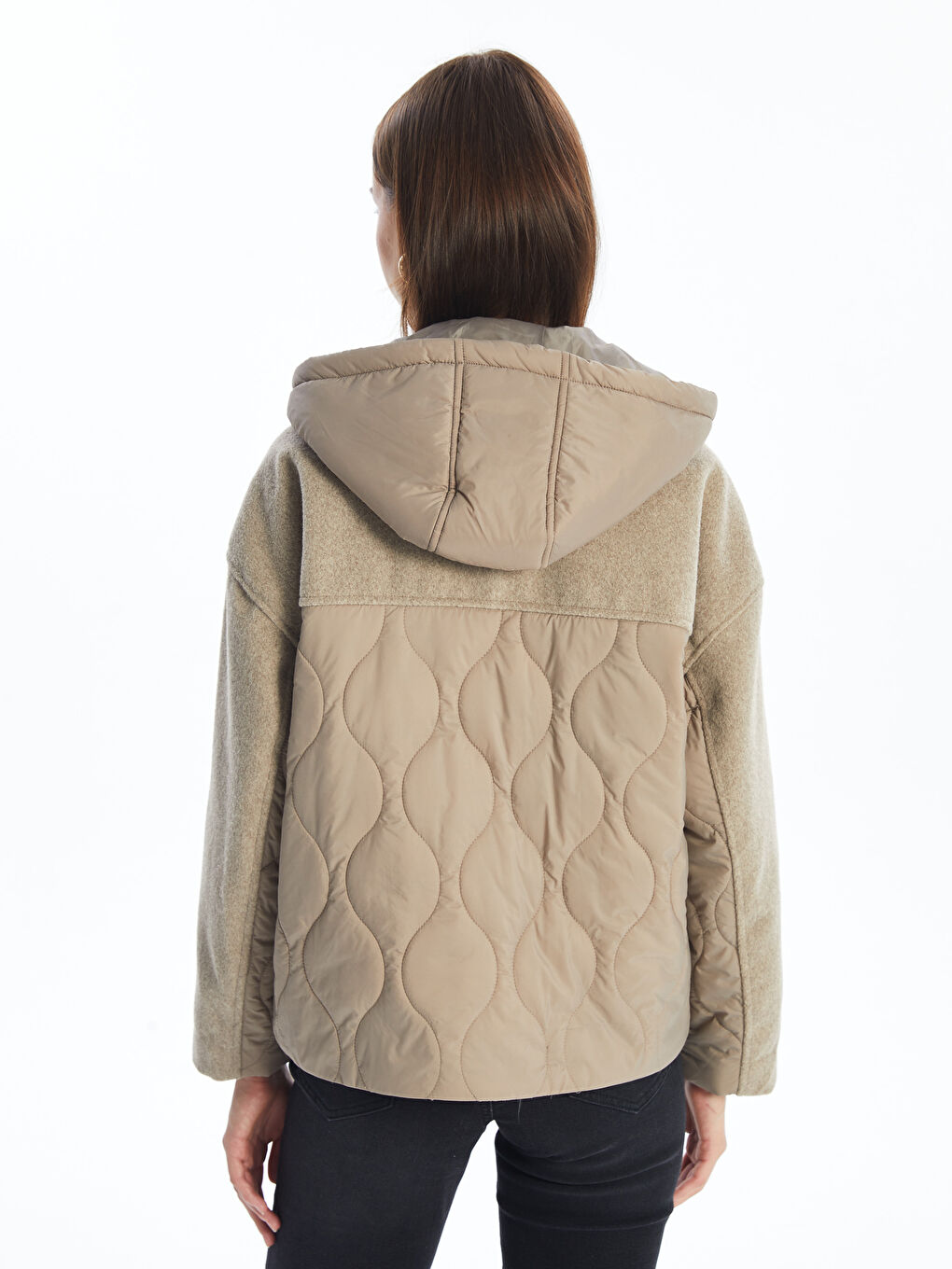 Comfortable Fit Short Coat with Hood -W4AR92Z8-YEC