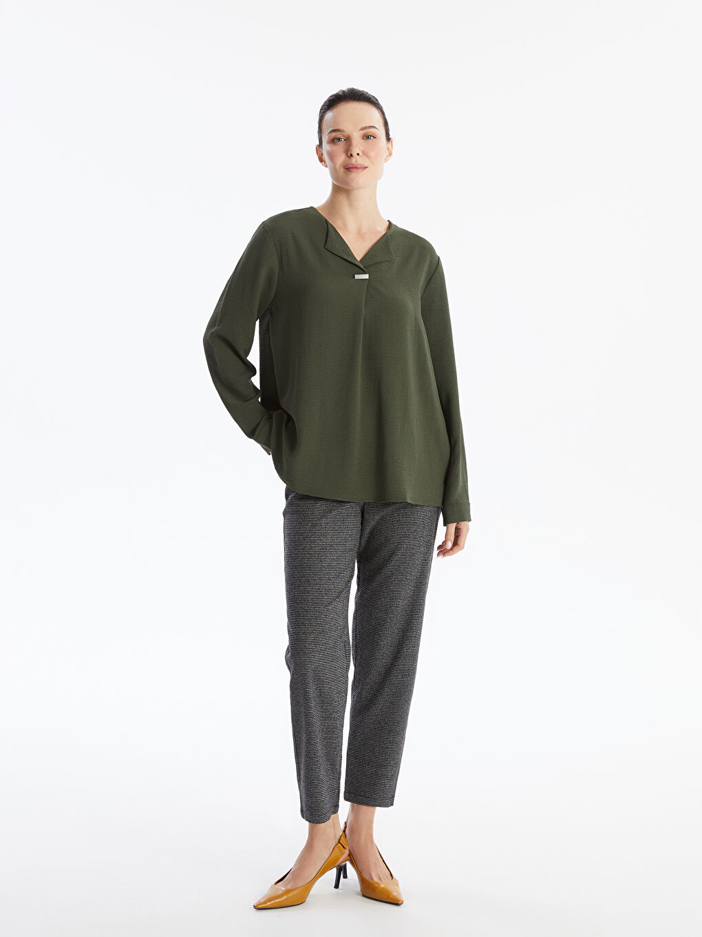 Elastic Waist Plaid Women's Trousers -W4AT00Z8-MHH - W4AT00Z8-MHH - LC  Waikiki
