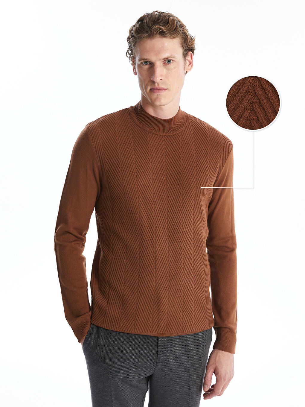 LC WAIKIKI Half Turtleneck Long Sleeve Men's Knitwear Sweater -W4AT39Z8-VH5