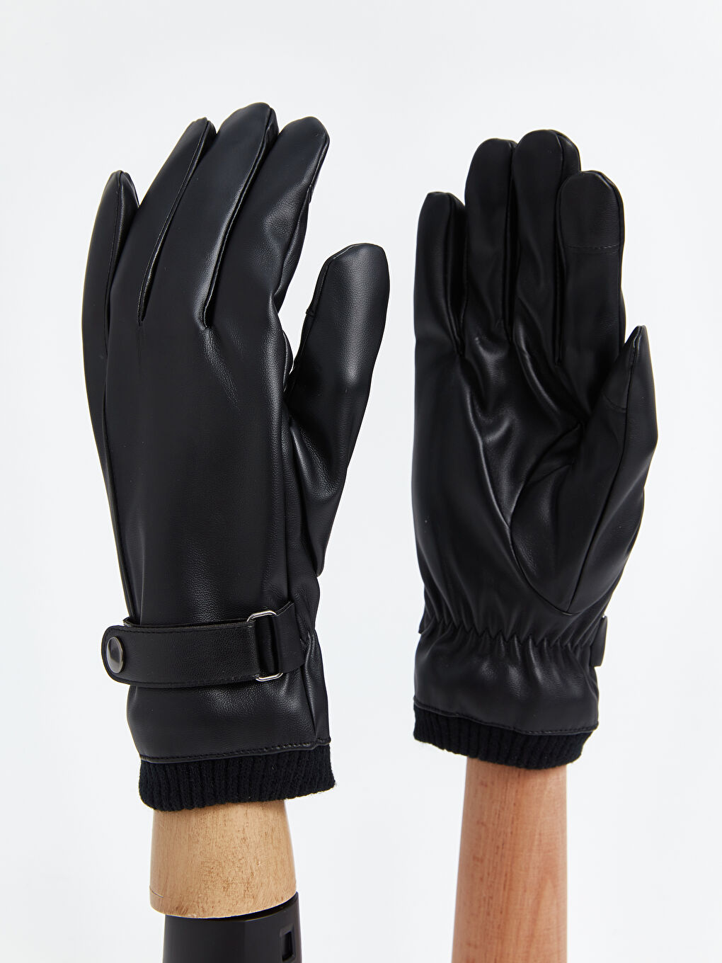 Black leather men's gloves clearance