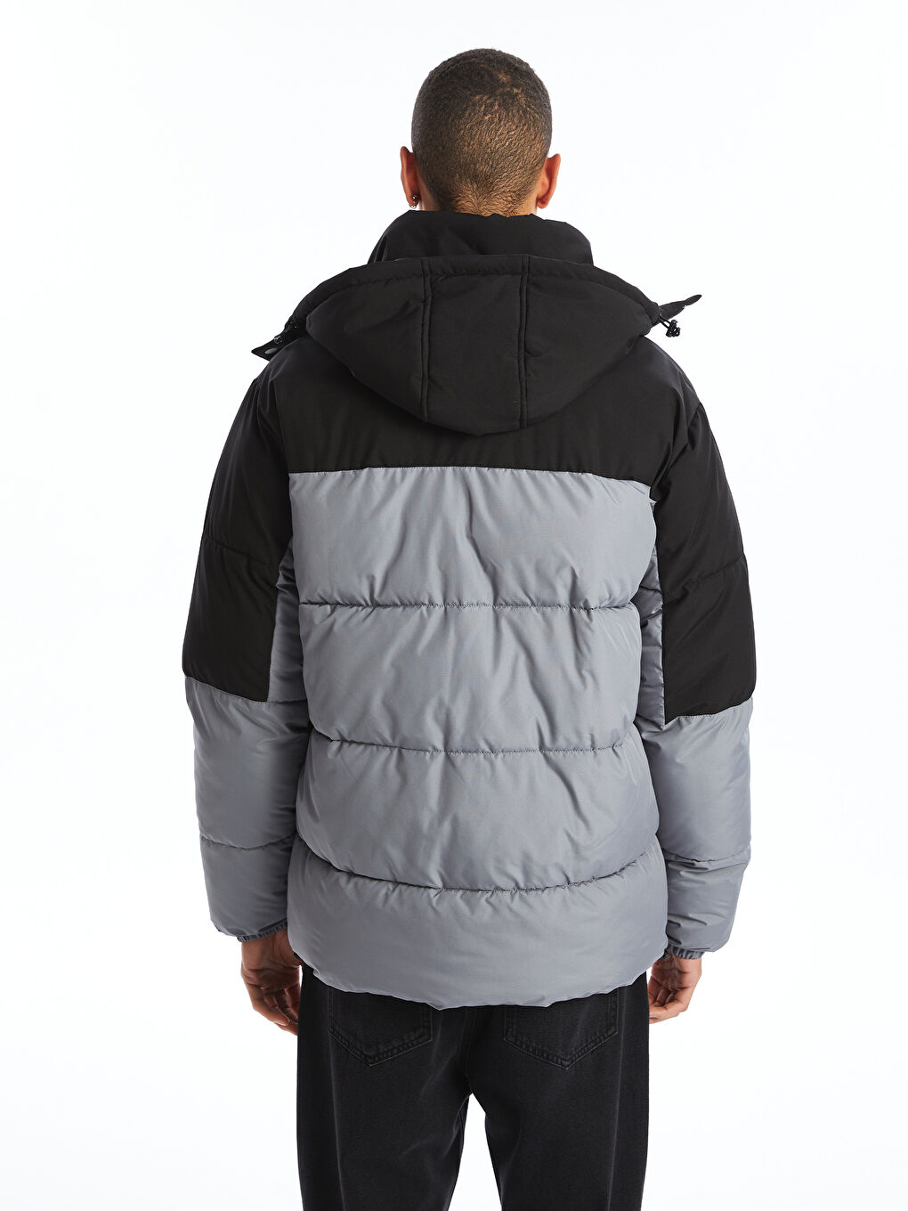 Standard Pattern Hooded Color Block Men's Inflatable Coat -W4BD75Z8-QJ1 -  W4BD75Z8-QJ1 - LC Waikiki