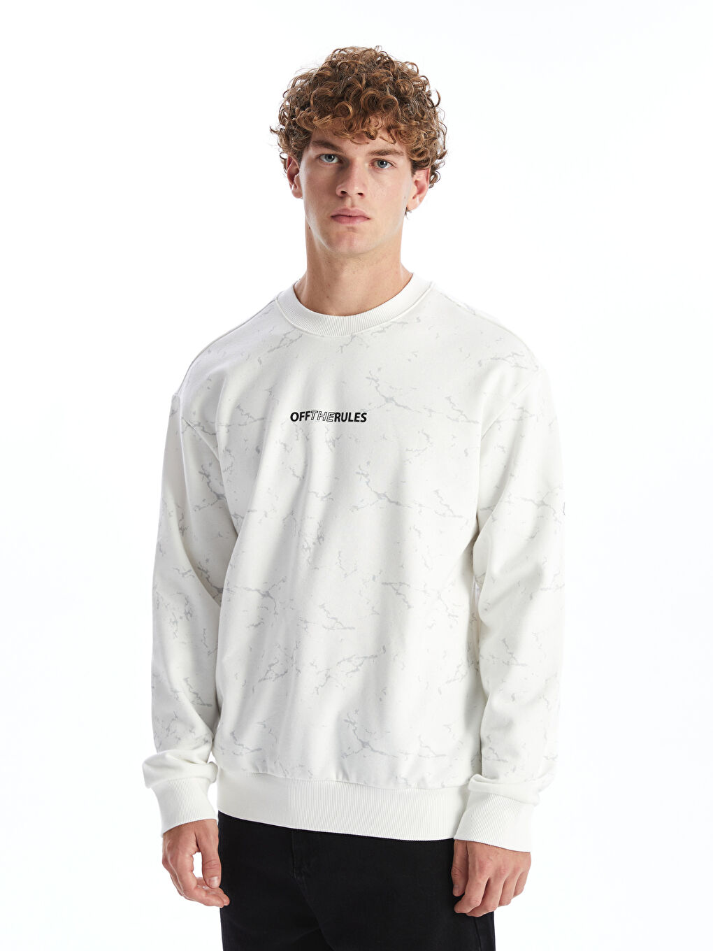 Crew Neck Long Sleeve Printed Men s Thick Sweatshirt W4BE16Z8 R9J W4BE16Z8 R9J LC Waikiki