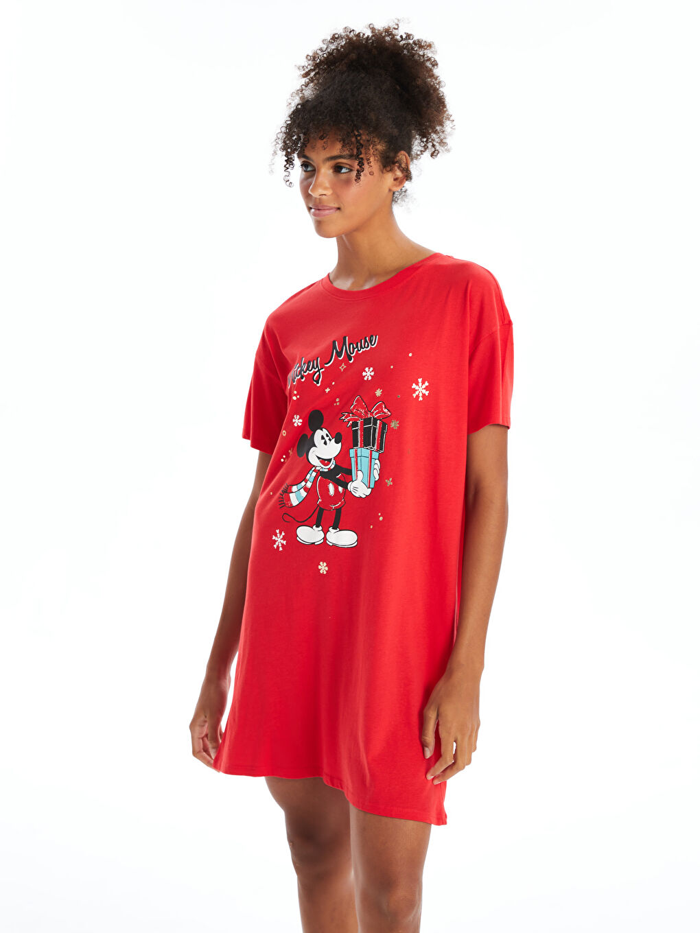 Crew Neck Mickey Mouse Printed Short Sleeve Women s Nightgown W4BO18Z8 GZX W4BO18Z8 GZX LC Waikiki