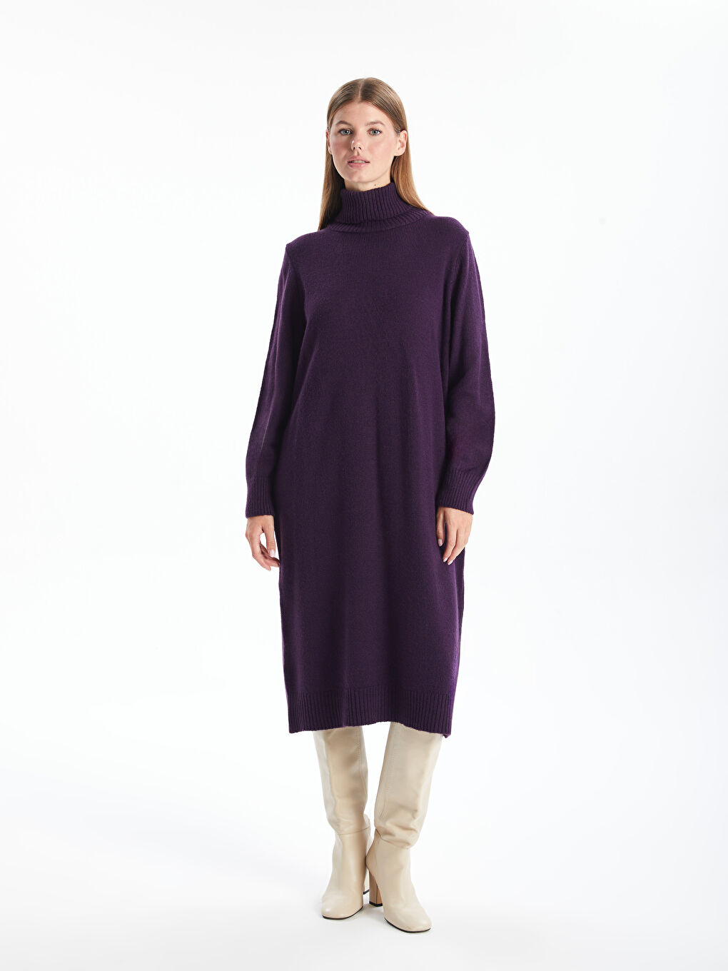 LC WAIKIKI Turtleneck Plain Long Sleeve Oversize Women Knitwear