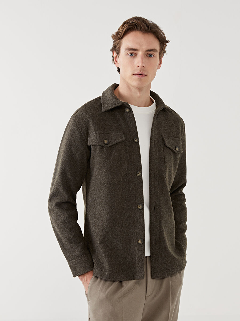 Regular Fit Long Sleeve Men's Shirt Jacket -W4BV55Z8-SL0 Regular Fit Long Sleeve Men's Shirt Jacket -W4BV55Z8-SL0