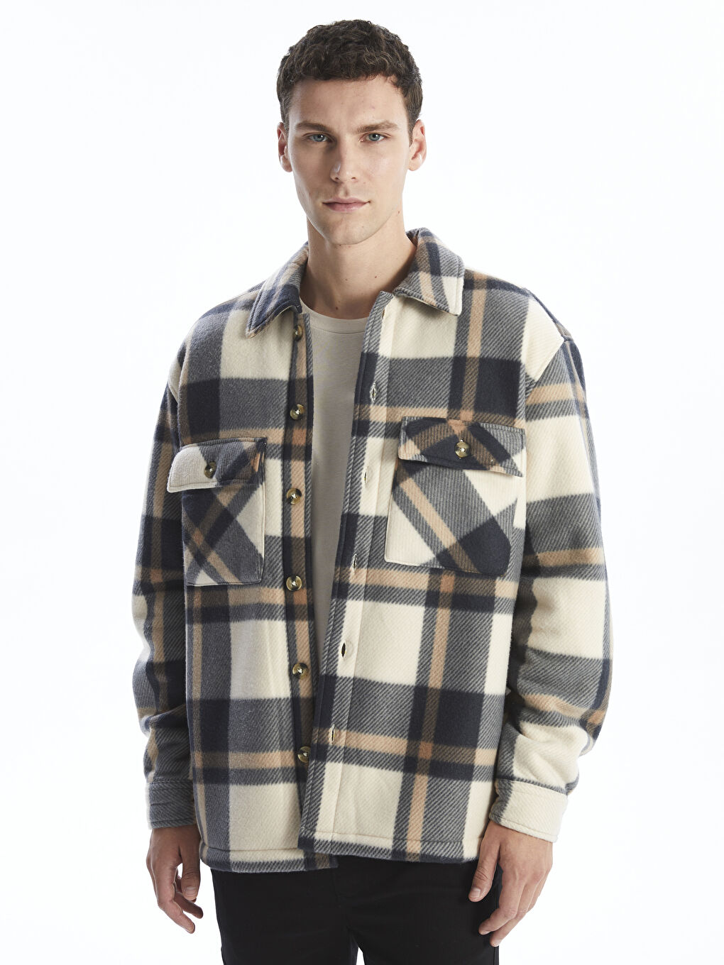 Relaxed Fit Long Sleeve Plaid Men's Lumberjack Shirt Jacket -W4CI87Z8-LKQ -  W4CI87Z8-LKQ - LC Waikiki