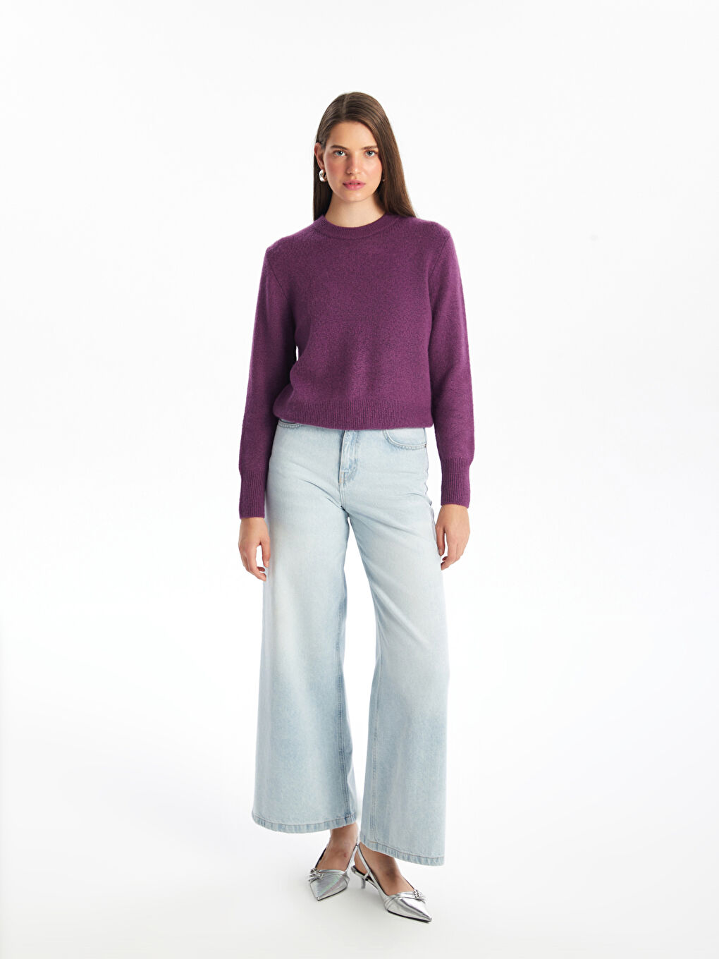 Crew Neck Women's Knitwear Sweater -W4CK55Z8-GZJ - W4CK55Z8-GZJ - LC Waikiki