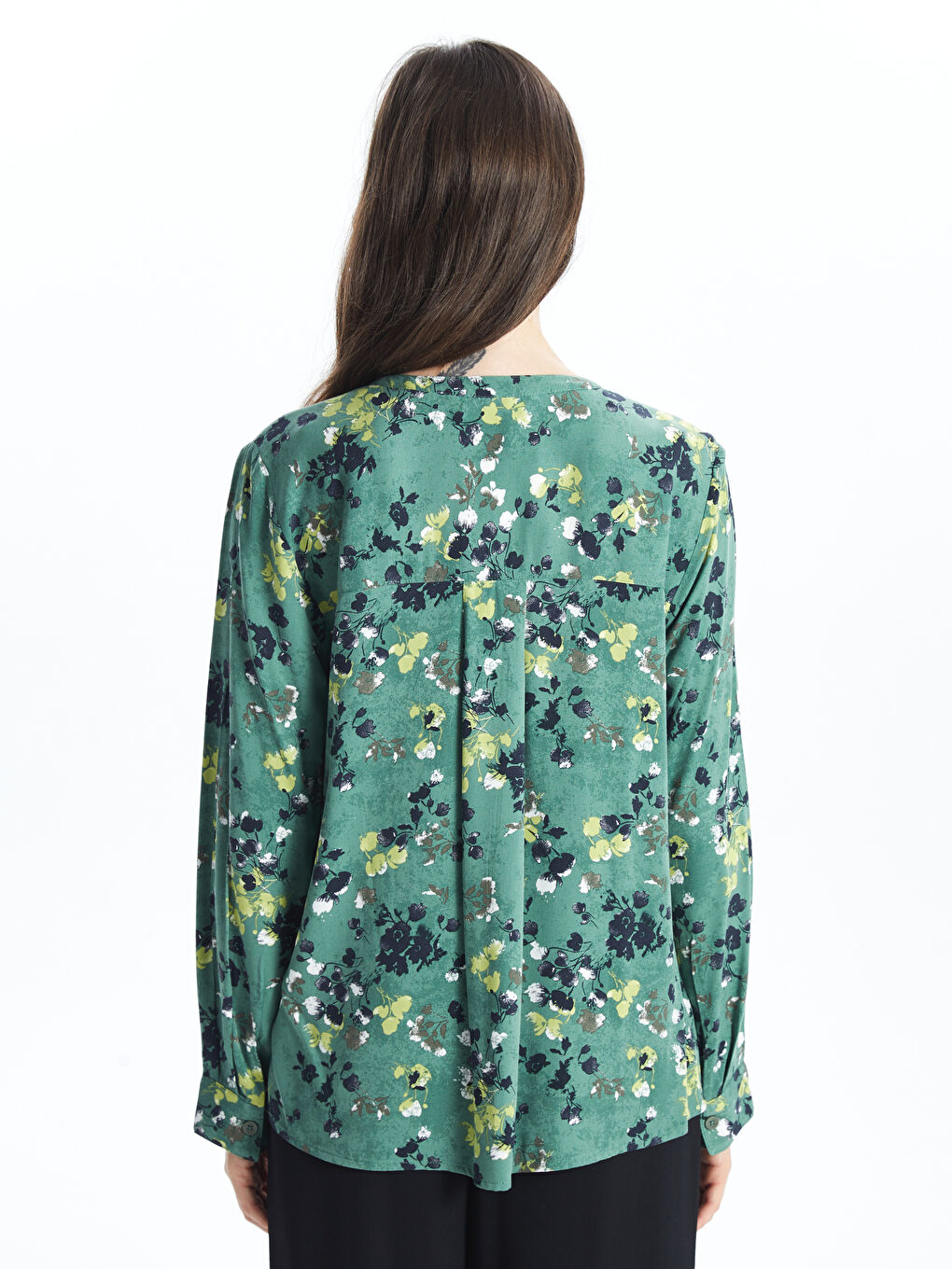 Henley Neckline Patterned Women's Blouse -W4DD81Z8-LRR Henley Neckline Patterned Women's Blouse -W4DD81Z8-LRR
