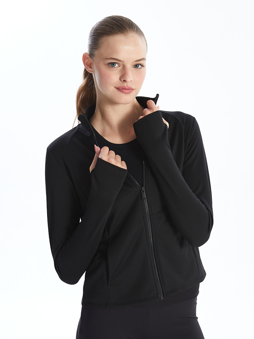 High Collar Women s Zipper Sweatshirt W4DR30Z8 CVL W4DR30Z8 CVL LC Waikiki