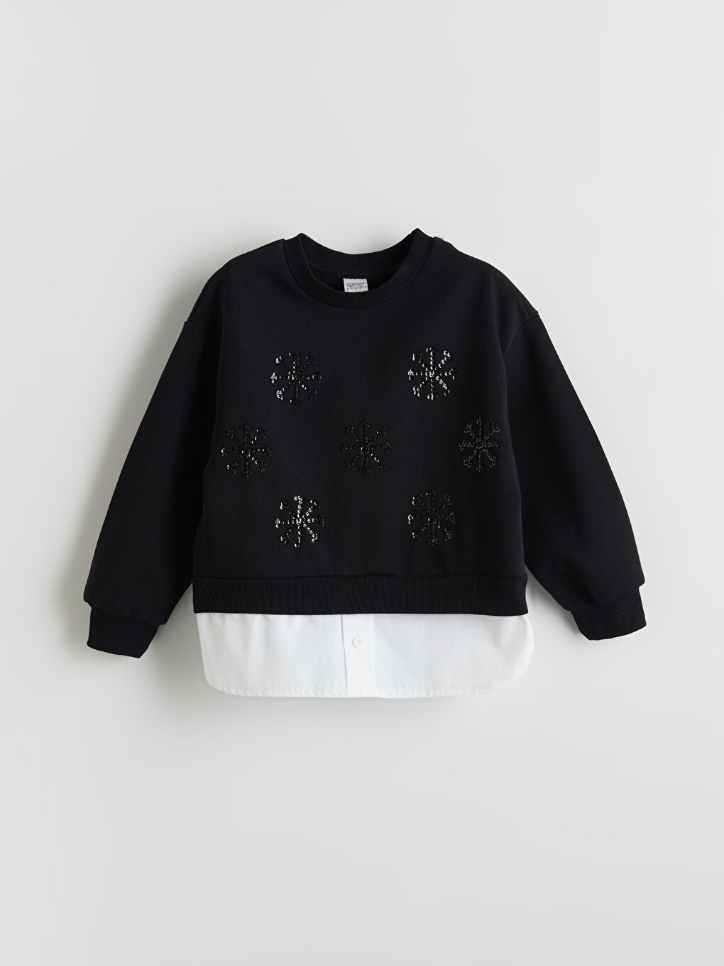 Crew Neck Sweatshirt Toddler Girl Black Sweatshirt Crew Neck - Main Image