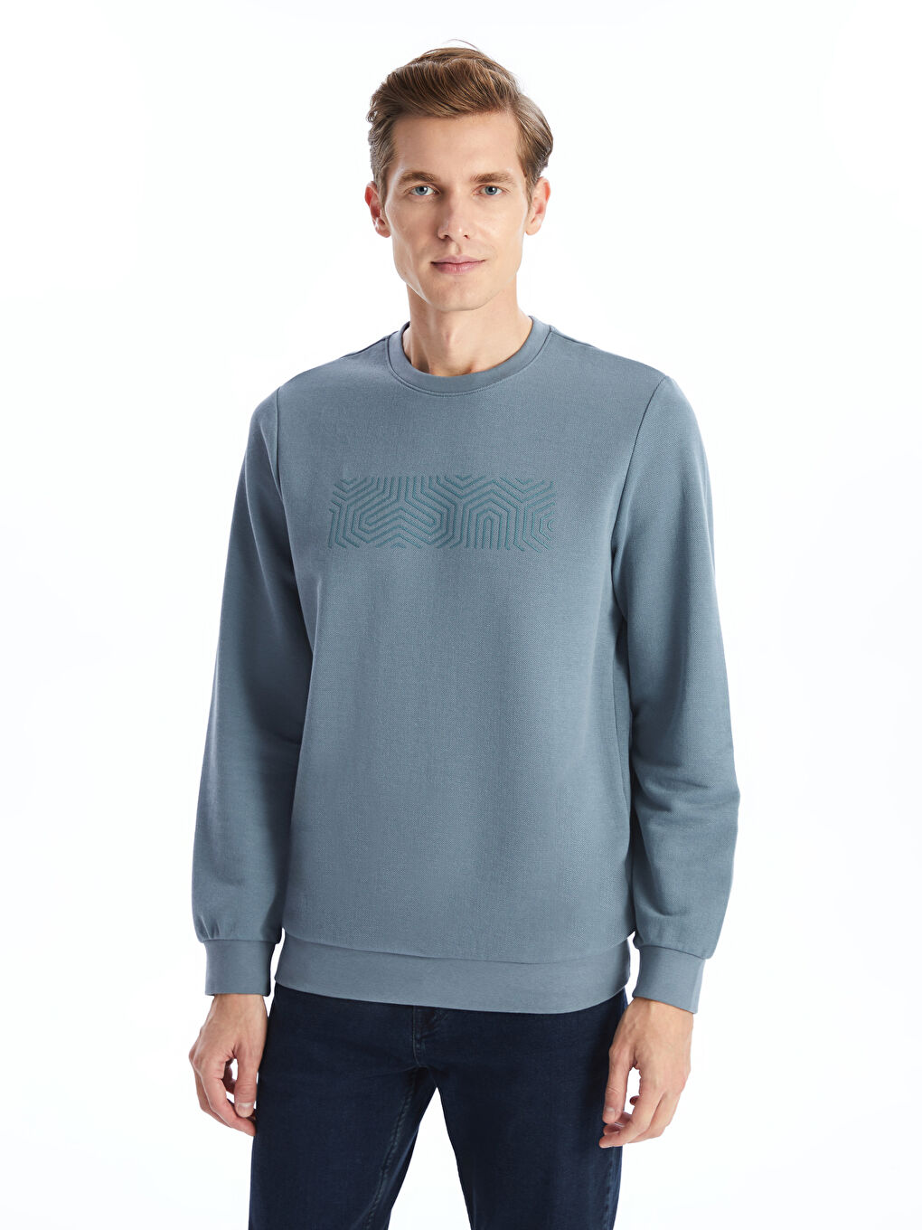 Crew Neck Long Sleeve Men's Sweatshirt -W4EB23Z8-Y0L