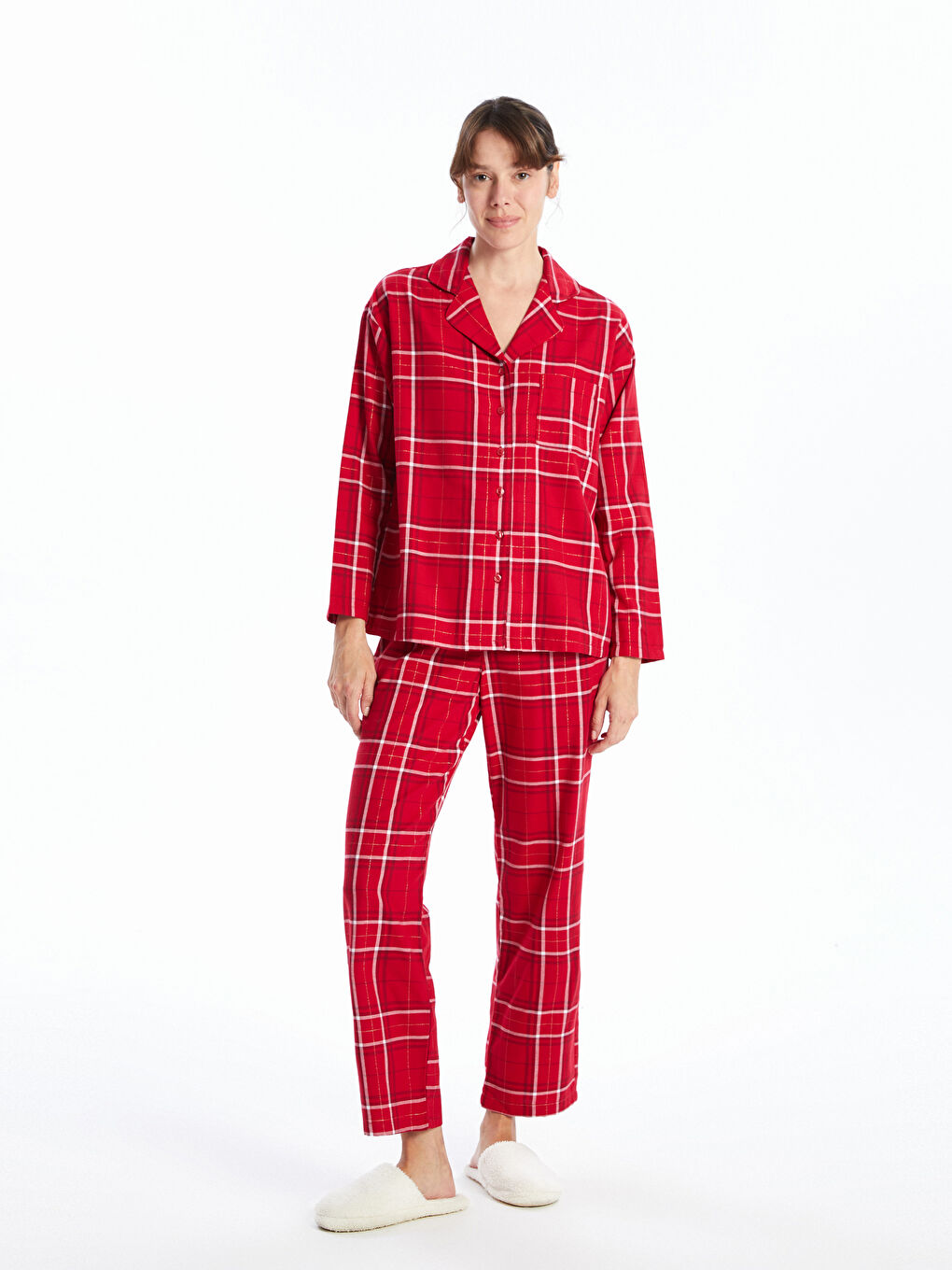 Shirt Collar Plaid Women s Pajamas Set W4EP60Z8 LPA W4EP60Z8 LPA LC Waikiki