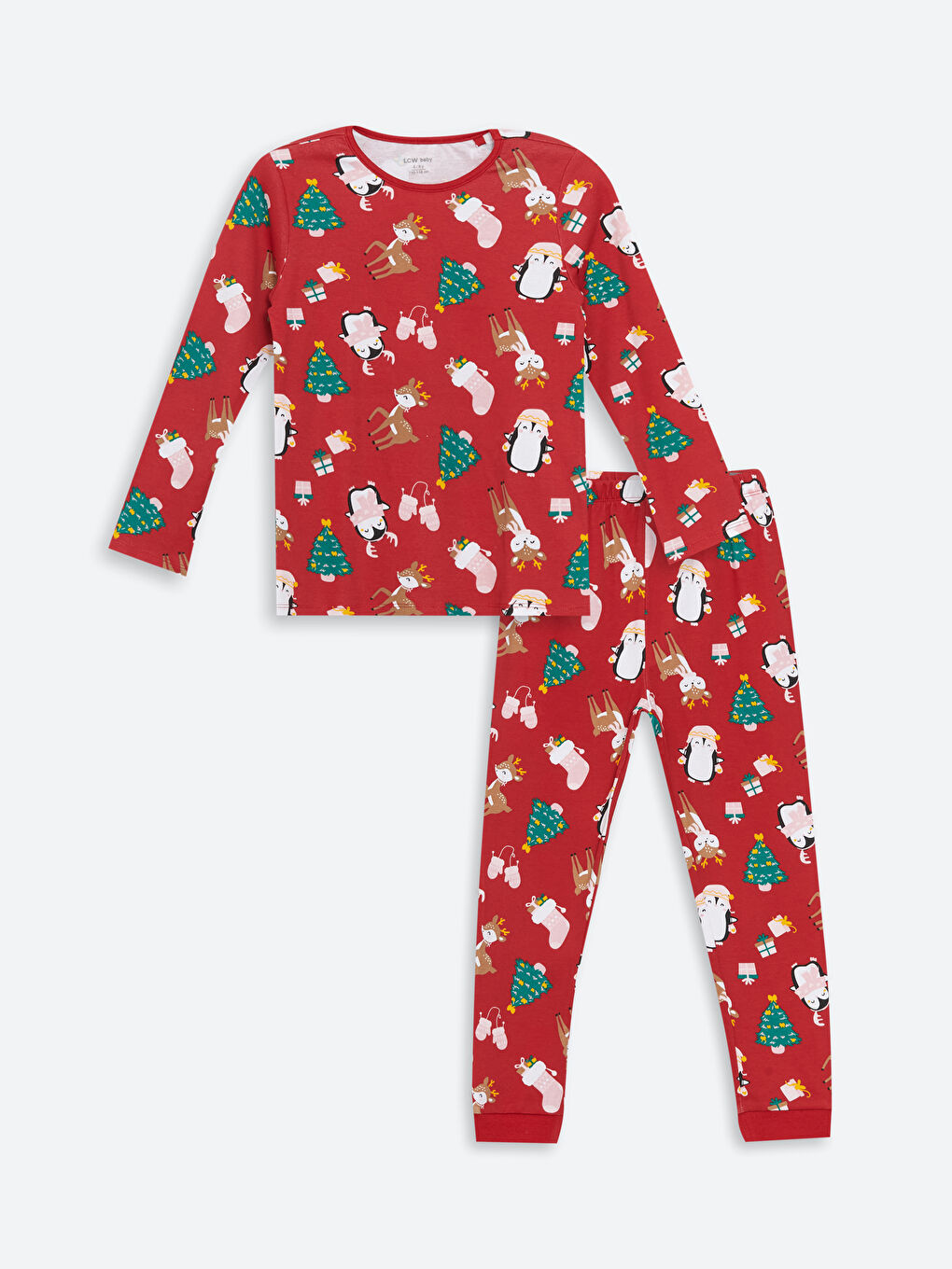 Crew Neck Christmas Themed Baby Girl Pajama Set W4ET16Z1 LTQ W4ET16Z1 LTQ LC Waikiki