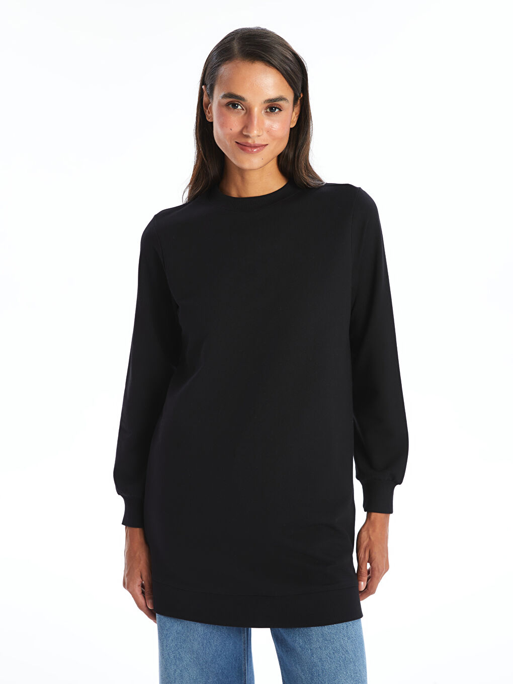 Womens crew neck tunic sweatshirt shop