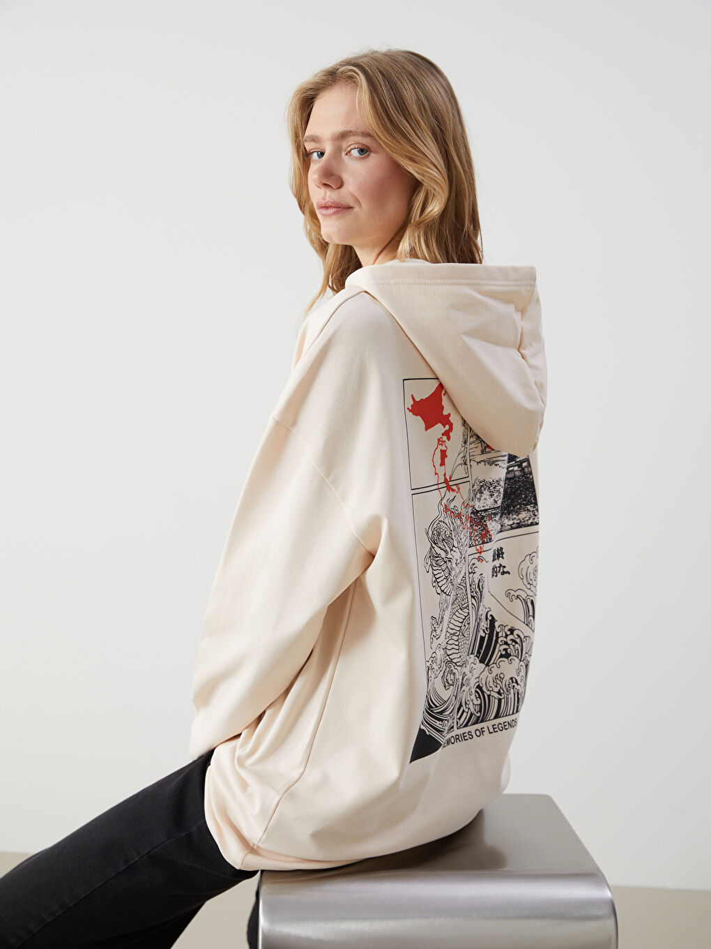 Woman BEIGE Hoodie -W4FY35Z8-VED - W4FY35Z8-VED - LC Waikiki