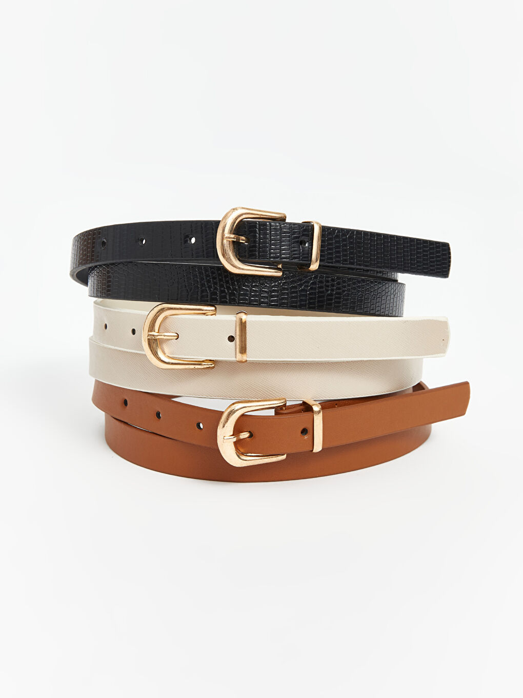 Leather Look Women Belt 3 Pieces -W4G441Z8-HUC - W4G441Z8