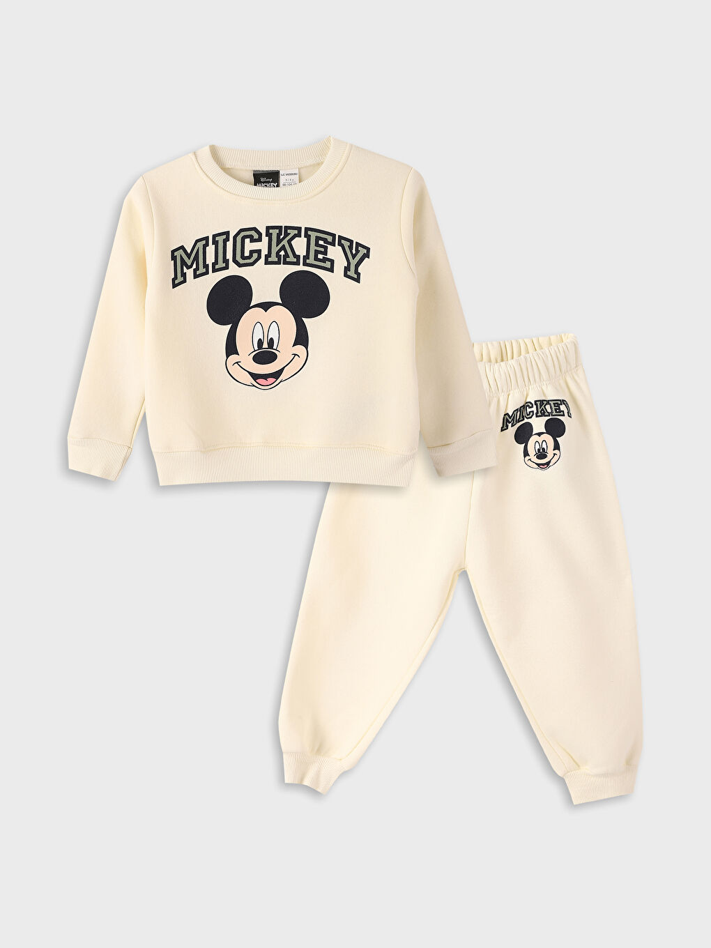 【高価値】 Printed Mouse Mickey Sleeve Long Neck Crew Boy Set 2-Piece 語学・辞書・学習参考書