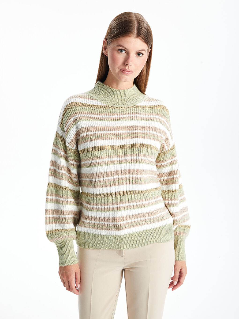 LC WAIKIKI Half Turtleneck Color Block Women's Knitwear