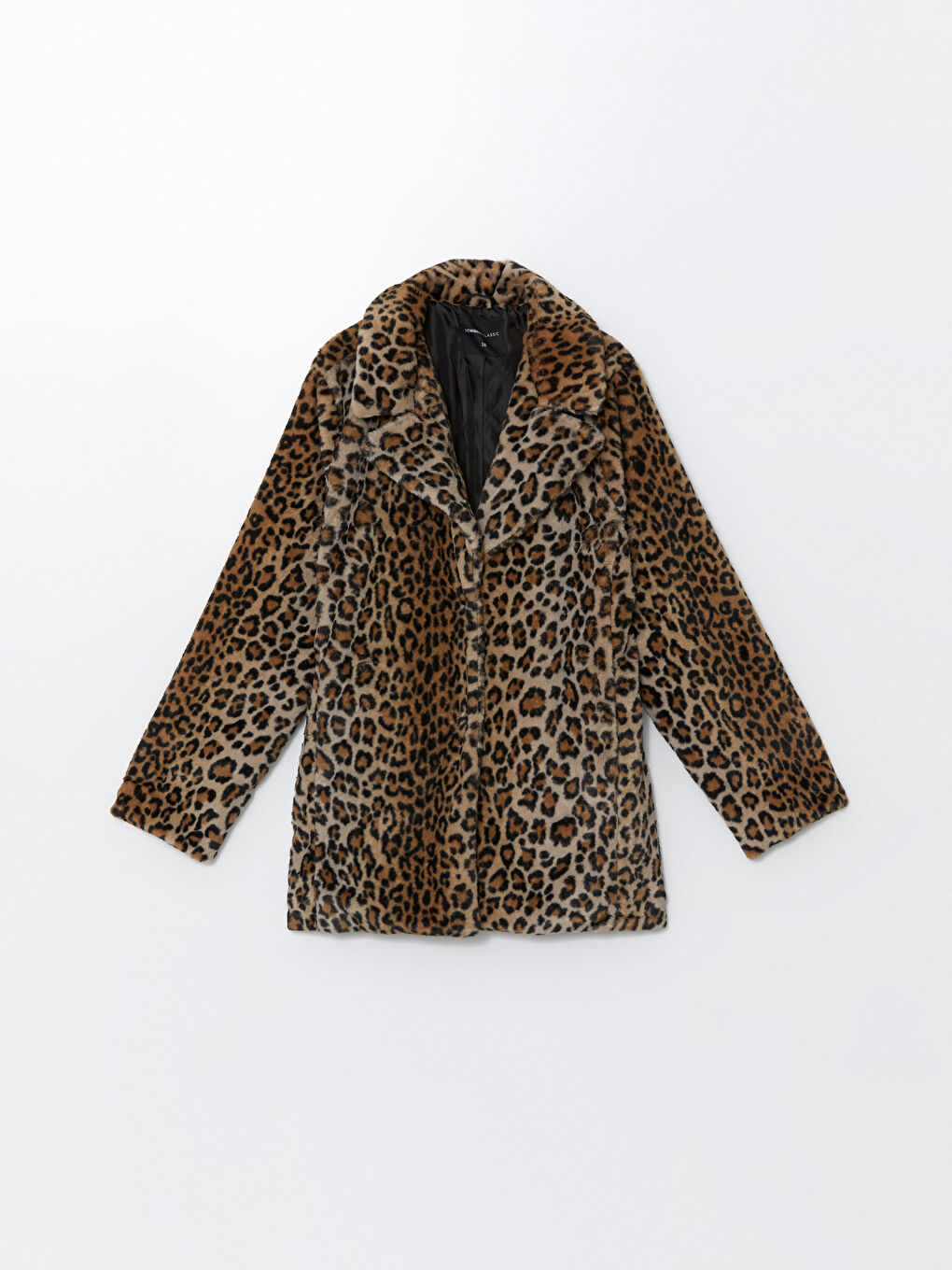 Jacket Collar Leopard Patterned Women's Plush Coat -W4GN76Z8-F9C -  W4GN76Z8-F9C - LC Waikiki